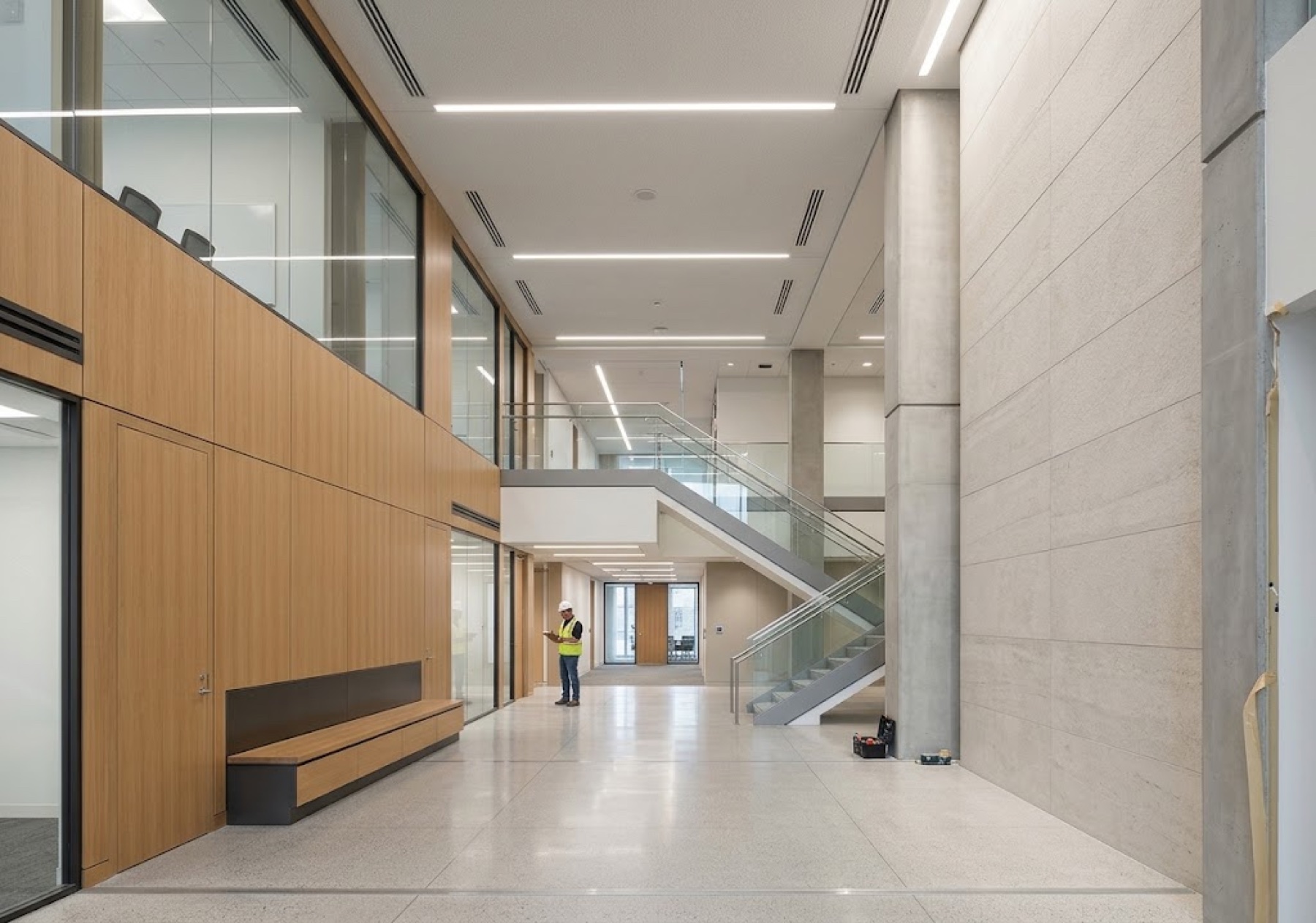 Commercial interior lobby under finishing inspection