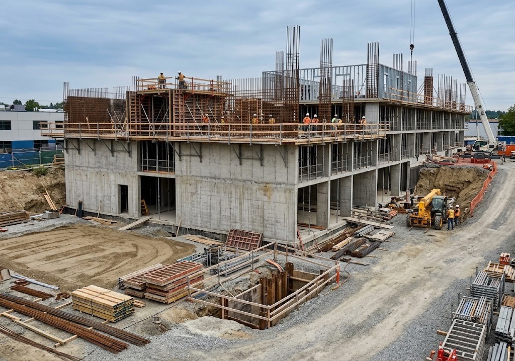 Multi-storey concrete structure under construction